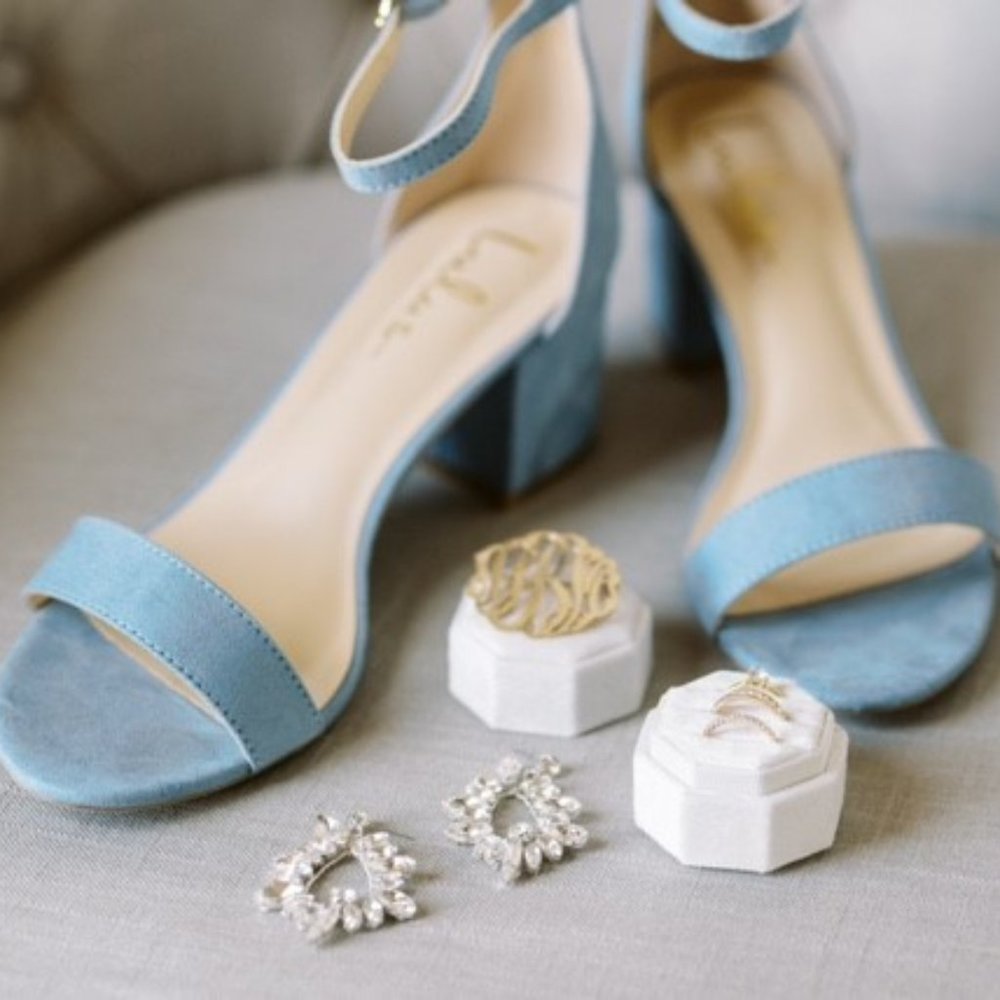 Lulu's Harper Light Blue Suede Ankle Strap Block Heels Size 9 (NEVER WORN!)